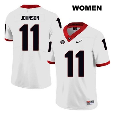Women's Georgia Bulldogs NCAA #11 Jermaine Johnson Nike Stitched White Legend Authentic College Football Jersey GRN8454WR